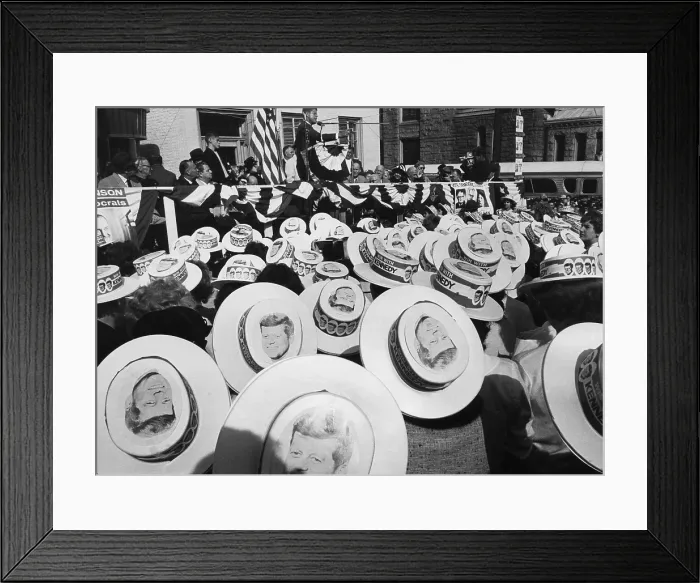Framed Print : John F. Kennedy (at podium), during a rally in Pottstown, Pennsylvania, November 3, 1960.. Courtesy: CSU Archives / Everett Collection Framed Print : John F. Kennedy (at podium), during a rally in Pottstown, Pennsylvania, November 3, 1960.. Courtesy: CSU Archives / Everett Collection
