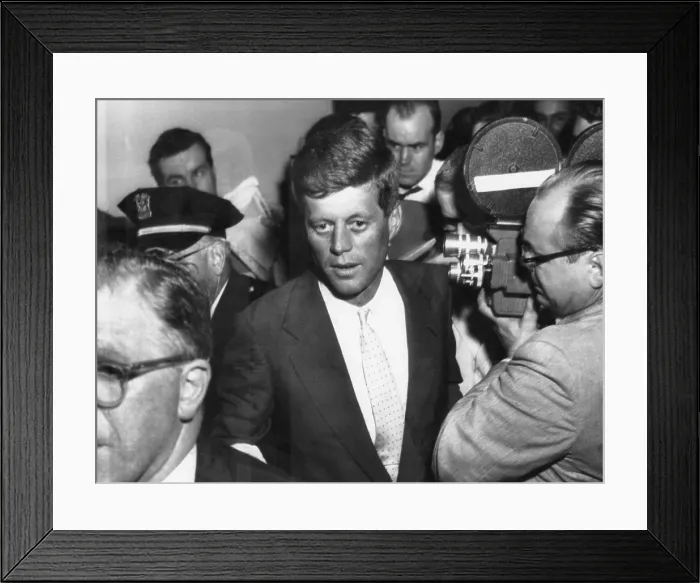 Framed Print : John F. Kennedy leaving the rostrum where he urged the Democratic convention to nominate Senator Estes Kefauver for Vice President, August 17, 1956