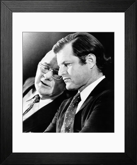Framed Print : From left, Rep. Wilbur Mills, Senator Edward Kennedy, presenting healthcare policy at Democratic National Platform hearings, St