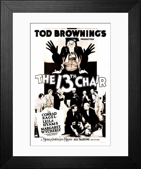 Framed Print : THE THIRTEENTH CHAIR, (aka THE 13TH CHAIR), US poster, top: Margaret Wycherly, 1929