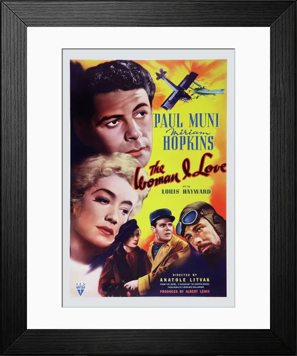 Framed Print : THE WOMAN I LOVE, US poster art, from left: Paul Muni, Miriam Hopkins, (twice), Louis Hayward, Paul Muni, 1937 Framed Print : THE WOMAN I LOVE, US poster art, from left: Paul Muni, Miriam Hopkins, (twice), Louis Hayward, Paul Muni, 1937