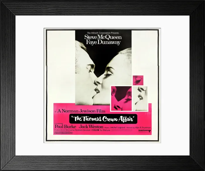 Framed Print : THE THOMAS CROWN AFFAIR, Steve McQueen, Faye Dunaway on poster art, 1968 Framed Print : THE THOMAS CROWN AFFAIR, Steve McQueen, Faye Dunaway on poster art, 1968