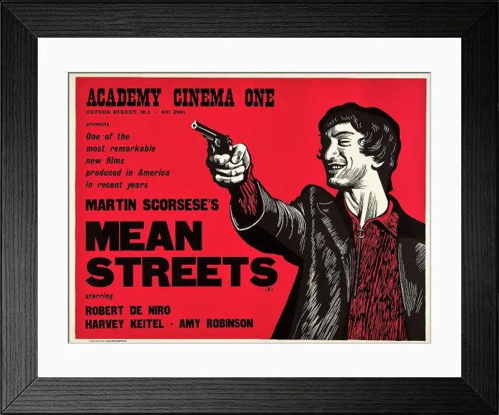 Framed Print : MEAN STREETS, Robert De Niro on UK poster art, 1973
