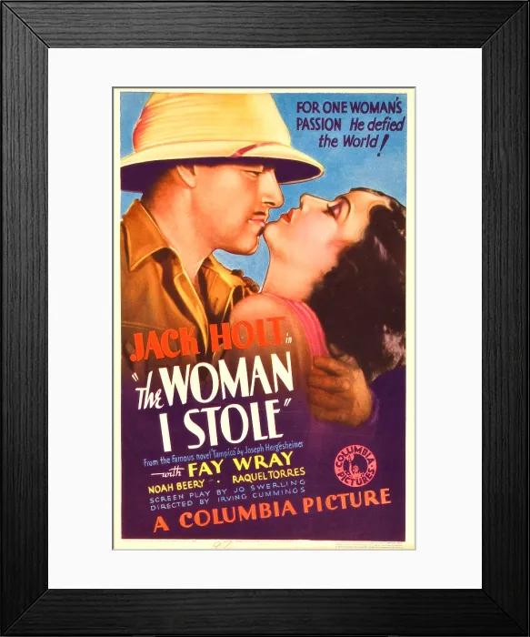Framed Print : THE WOMAN I STOLE, from left: Jack Holt, Fay Wray on midget window card, 1933