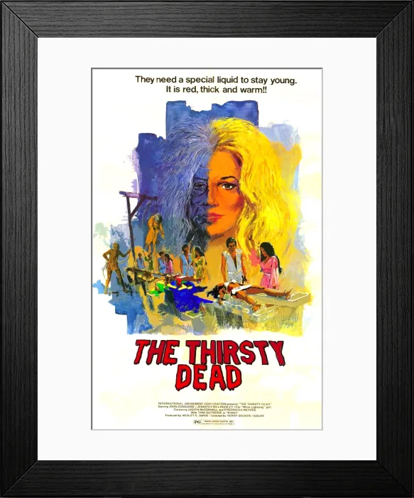 Framed Print : THE THIRSTY DEAD, (aka, BLOOD HUNT, THE BLOOD CULT OF SHANGRI-LA), Jennifer Billingsley, 1974