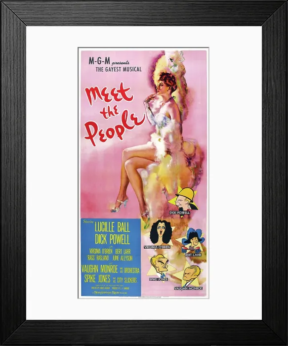 Framed Print : MEET THE PEOPLE, US poster art, top: Lucille Ball; bottom: Dick Powell, Bert Lahr, Vaughn Monroe, Spike Jones, Virginia O'Brien, 1944 Framed Print : MEET THE PEOPLE, US poster art, top: Lucille Ball; bottom: Dick Powell, Bert Lahr, Vaughn Monroe, Spike Jones, Virginia O'Brien, 1944