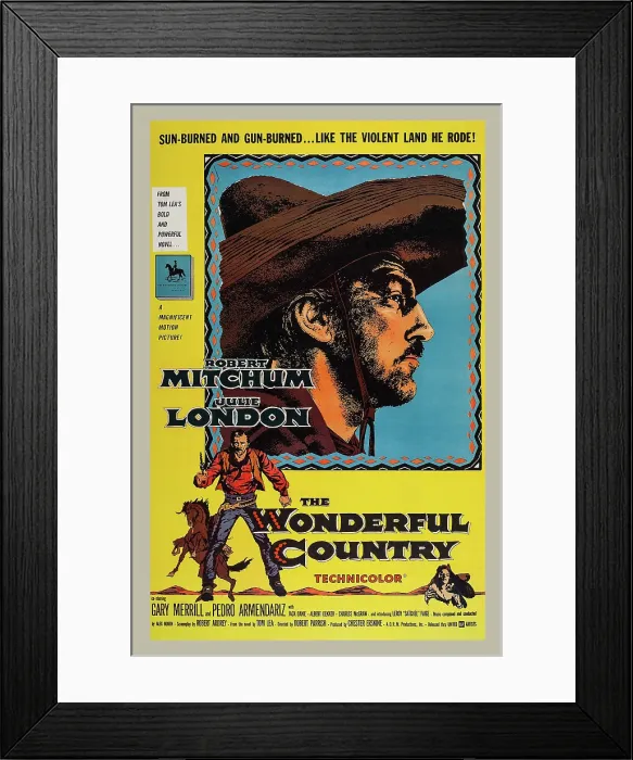Framed Print : THE WONDERFUL COUNTRY, US poster art, Robert Mitchum, 1959 Framed Print : THE WONDERFUL COUNTRY, US poster art, Robert Mitchum, 1959