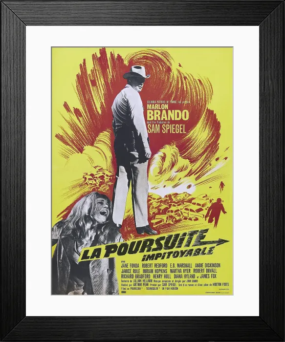 Framed Print : THE CHASE, (aka LA POURSUITE IMPITOYABLE), French poster, Marlon Brando, Jane Fonda, 1966