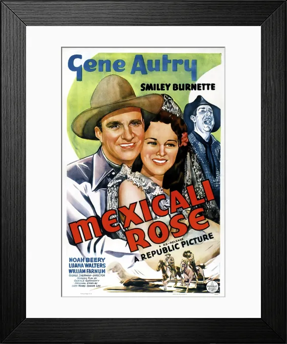 Framed Print : MEXICALI ROSE, US poster, from left: Gene Autry, Luana Walters, Smiley Burnette, 1939 Framed Print : MEXICALI ROSE, US poster, from left: Gene Autry, Luana Walters, Smiley Burnette, 1939