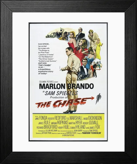 Framed Print : THE CHASE, US poster, center: Marlon Brando 1966 Framed Print : THE CHASE, US poster, center: Marlon Brando 1966