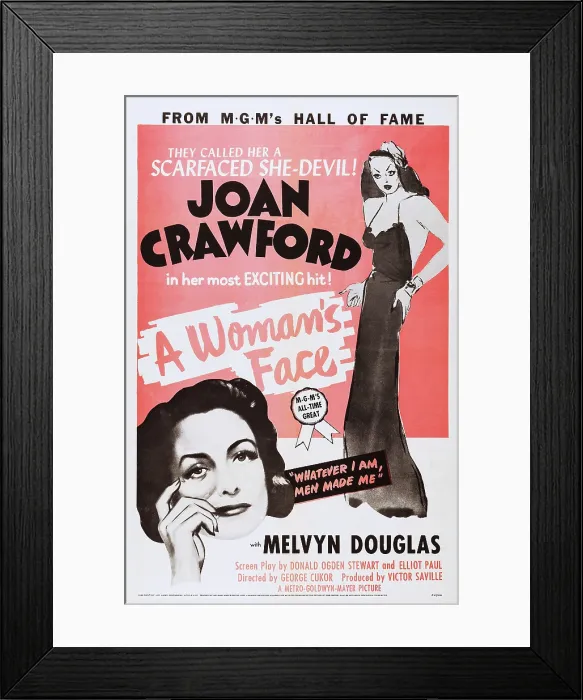 Framed Print : A WOMAN'S FACE, Joan Crawford on poster art, 1941 Framed Print : A WOMAN'S FACE, Joan Crawford on poster art, 1941