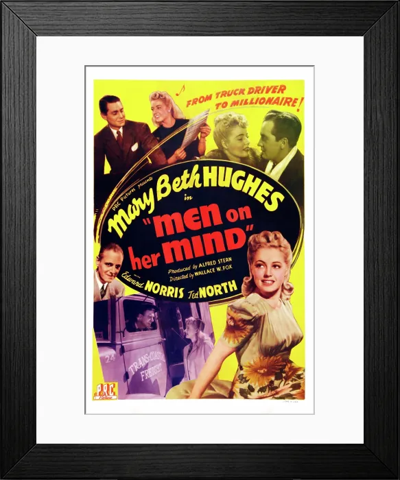 Framed Print : MEN ON HER MIND, US poster art, top left: Ted North; bottom right: Mary Beth Hughes, 1944