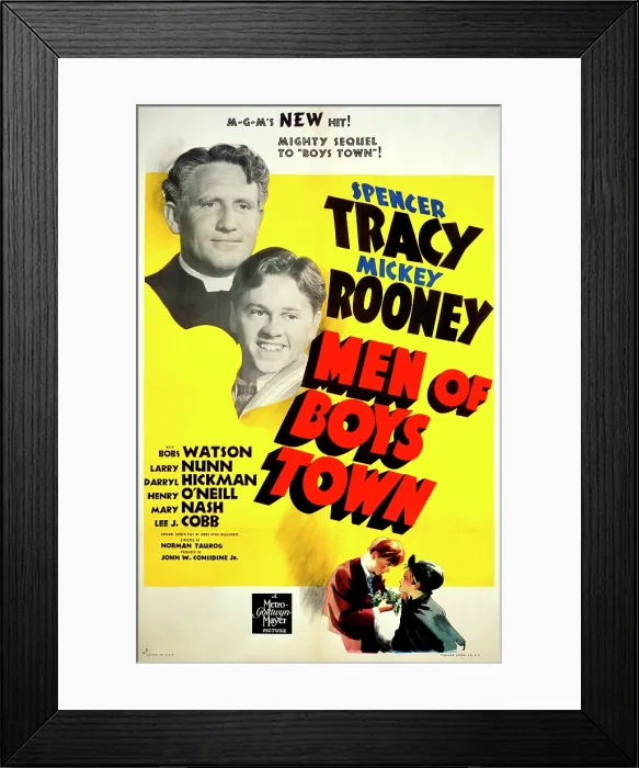 Framed Print : MEN OF BOYS TOWN, Spencer Tracy, Mickey Rooney, 1941 Framed Print : MEN OF BOYS TOWN, Spencer Tracy, Mickey Rooney, 1941