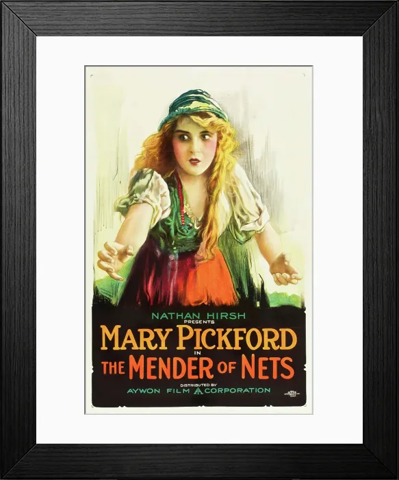 Framed Print : THE MENDER OF NETS, Mary Pickford on poster art, 1912