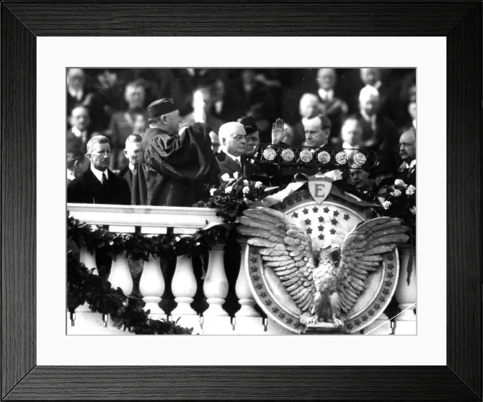 Framed Print : PRESIDENT CALVIN COOLIDGE, being inaugurated as president. Courtesy: CSU Archives  /  Everett Collection
