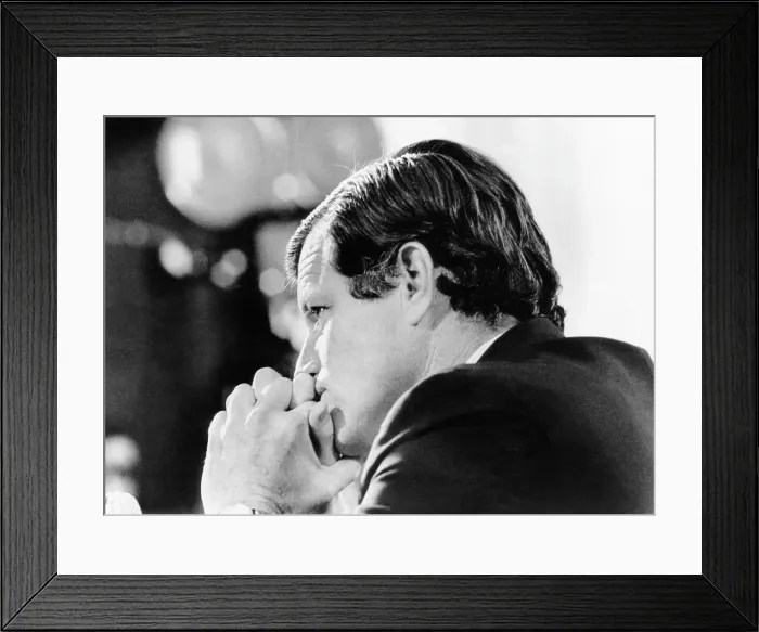 Framed Print : Senator Edward Kennedy, appearing before Commission on Campus Unrest, Washington, July 15, 1970, Courtesy: CSU Archives / Everett Collection