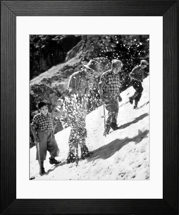 Framed Print : Tensing Norkay (center) with students at his Swiss mountaneering school, 1954. Courtesy: CSU Archives  /  Everett Collection