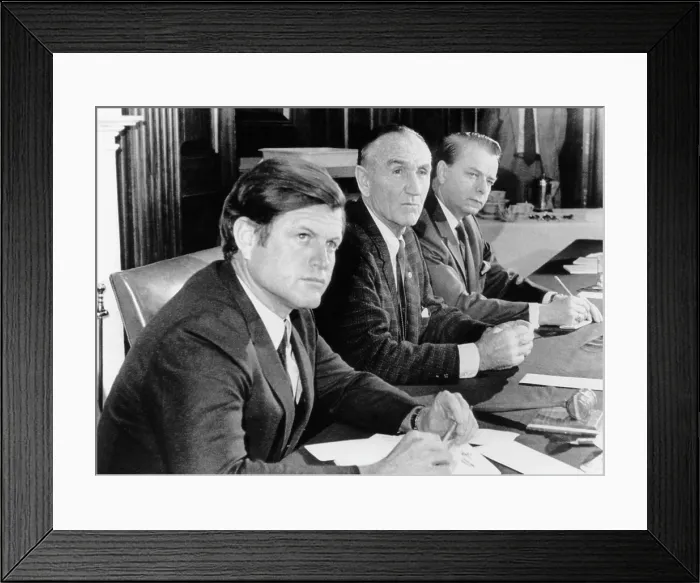 Framed Print : From left, Senators Edward Kennedy, (Massachusetts), Mike Mansfield, (Montana), Robert Byrd, (West Virginia), Washington, November 16, 1970