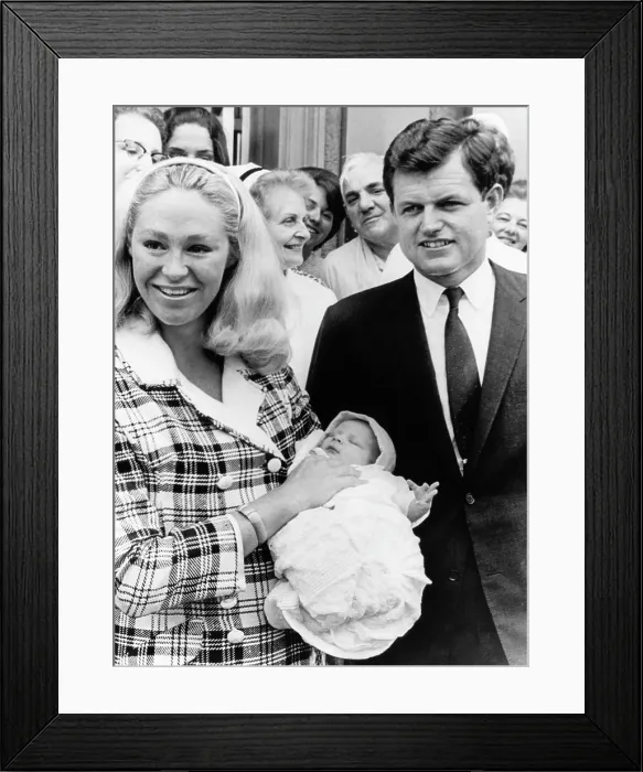 Framed Print : Senator Edward Kennedy and his wife, Joan Kennedy, with their baby son, Patrick Joseph Kennedy, St