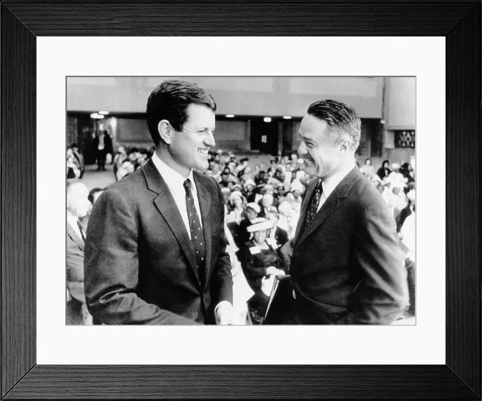 Framed Print : From left, Senator Edward Kennedy, and his brother-in-law, Sargent Shriver, at Senate Committee on Aging, Washington, June 2, 1966, Courtesy: CSU Archives / Everett Collection