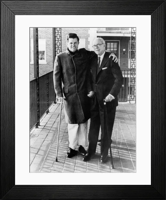 Framed Print : From left, Senator Edward Kennedy, recovering from a June 19 plane crash, with his father, Joseph Kennedy, New England Baptist Hospital, Boston, December 8, 1964 Framed Print : From left, Senator Edward Kennedy, recovering from a June 19 plane crash, with his father, Joseph Kennedy, New England Baptist Hospital, Boston, December 8, 1964