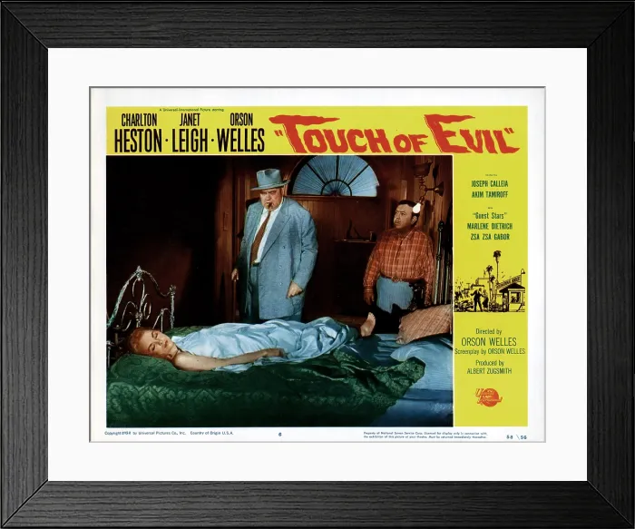 Framed Print : TOUCH OF EVIL, Janet Leigh, Orson Welles, Akim Tamiroff, 1958