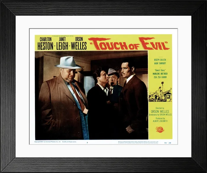 Framed Print : TOUCH OF EVIL, Orson Welles, Victor Milan, Joseph Calleia, Charlton Heston, 1958