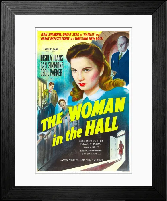 Framed Print : THE WOMAN IN THE HALL, British poster, from left: Nigel Buchanan, Ursula Jeans, Jean Simmons, Cecil Parker, 1947