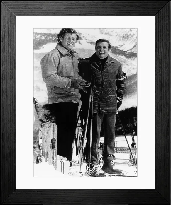Framed Print : From left, Senators Edward Kennedy, Walter Mondale, vacationing in Vail, Colorado, March 1974, Courtesy: CSU Archives / Everett Collection