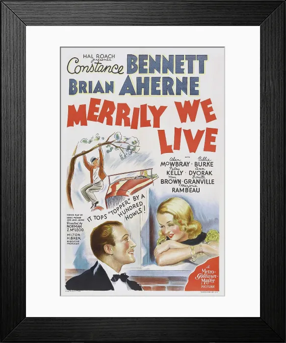 Framed Print : MERRILY WE LIVE, US poster art, from left: Brian Ahern, Constance Bennett, 1938