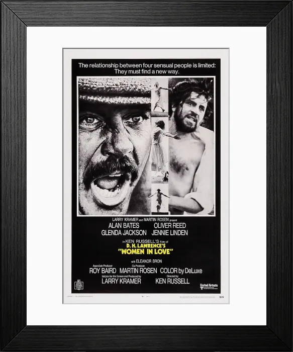 Framed Print : WOMEN IN LOVE, US poster art, from left: Oliver Reed, Alan Bates, 1969 Framed Print : WOMEN IN LOVE, US poster art, from left: Oliver Reed, Alan Bates, 1969
