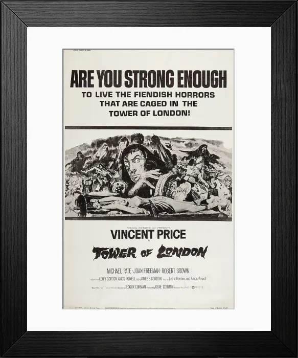Framed Print : TOWER OF LONDON, US poster art, Vincent Price, (center), 1962
