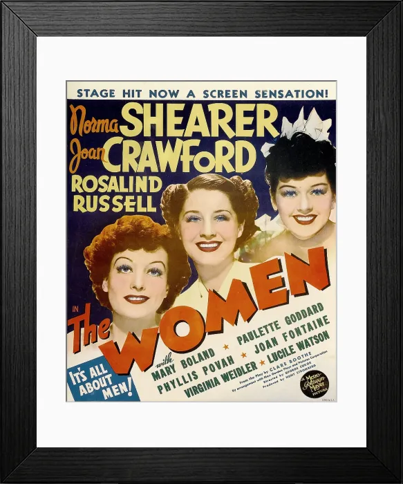 Framed Print : THE WOMEN, from left: Joan Crawford, Norma Shearer, Rosalind Russell, window card, 1939
