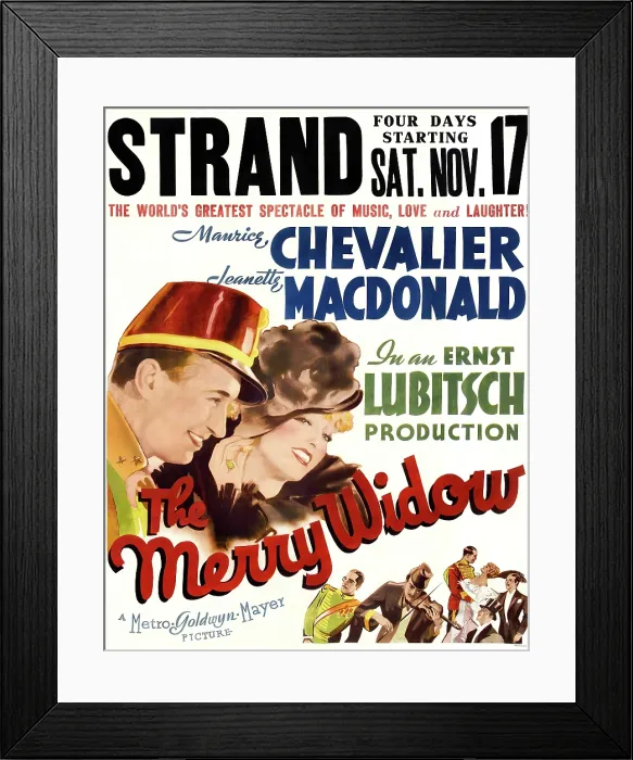 Framed Print : THE MERRY WIDOW, US poster, from left: Maurice Chevallier, Jeanette MacDonald, 1934