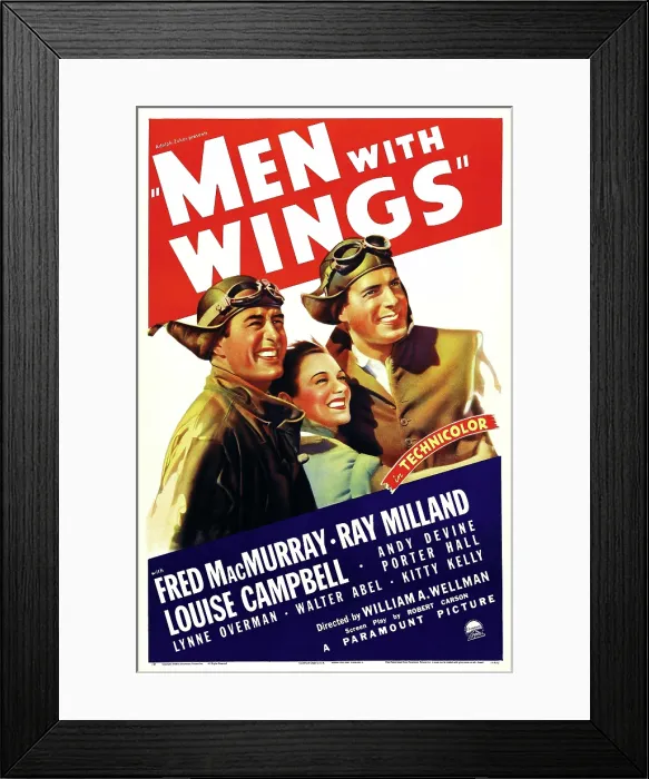 Framed Print : MEN WITH WINGS, US poster, from left: Ray Milland, Louise Campbell, Fred MacMurray, 1938