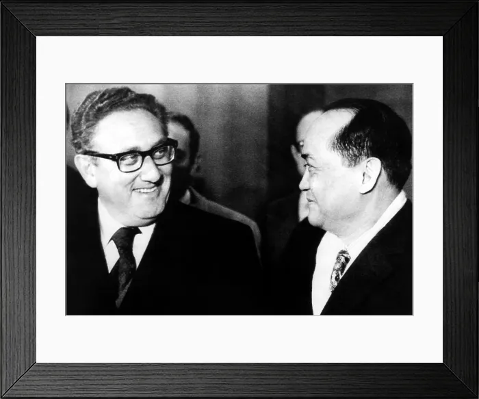 Framed Print : Henry Kissinger, South Vietnamese Ambassador Pham Dang Lam, Orly Airport, Paris, France, December 3, 1972.. Courtesy: CSU Archives / Everett Collection Framed Print : Henry Kissinger, South Vietnamese Ambassador Pham Dang Lam, Orly Airport, Paris, France, December 3, 1972.. Courtesy: CSU Archives / Everett Collection