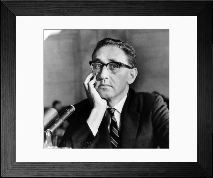Framed Print : Henry A. Kissinger, testifying before the Santa Fe Foreign Relations Committee, June 27, 1966.. Courtesy: CSU Archives  /  Everett Collection