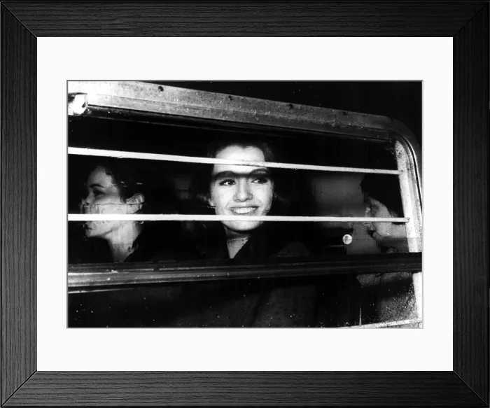 Framed Print : Christine Keeler, with Paula Hamilton-Marshall and Olive Brooker, taken in a police van for a hearing on charges of perjury and conspiracy to obstruct justice Framed Print : Christine Keeler, with Paula Hamilton-Marshall and Olive Brooker, taken in a police van for a hearing on charges of perjury and conspiracy to obstruct justice