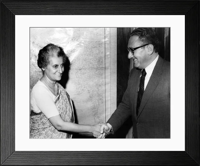 Framed Print : Kasturba Makhanji (Mahatma Gandhi's wife), and Henry Kissinger, India, July, 1971.. Courtesy: CSU Archives  /  Everett Collection