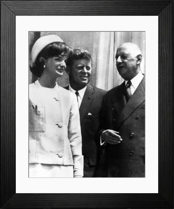 Framed Print : Jacqueline Kennedy, President John F. Kennedy and French President Charles de Gaulle, 1963. Courtesy: CSU Archives / Everett Collection