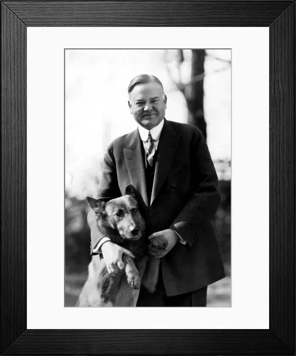 Framed Print : President Herbert Hoover and his dog, Tut, ca 1920's. Courtesy CSU Archives / Everett Collection