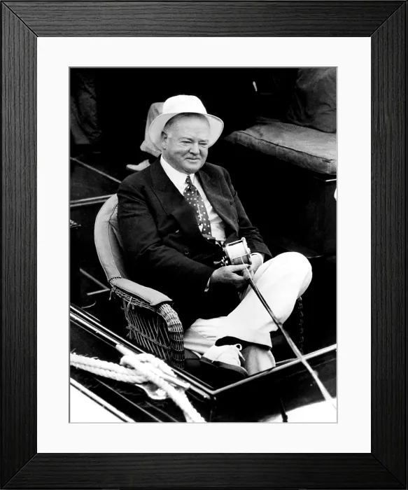 Framed Print : Former President Herbert Hoover fishing at Miami Beach. ca 1936. Courtesy CSU Archives / Everett Collection
