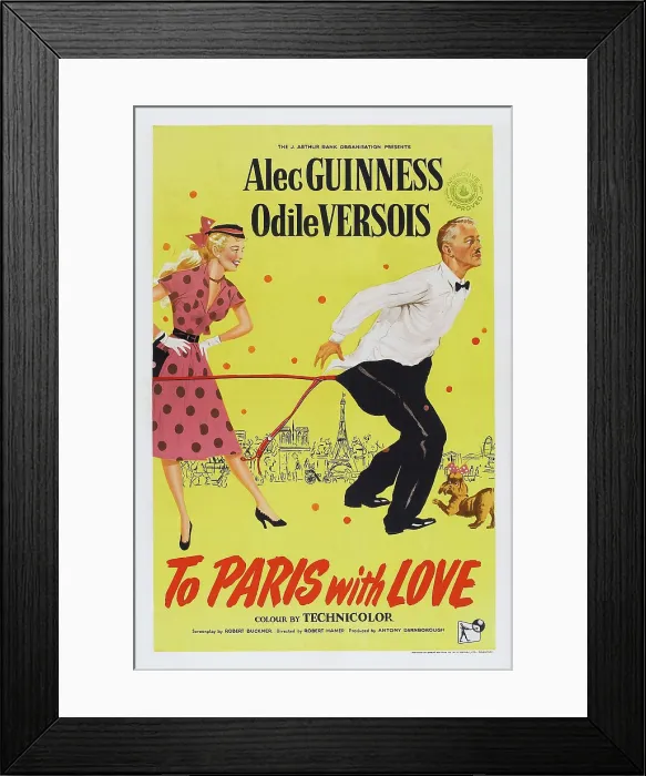 Framed Print : TO PARIS WITH LOVE, British poster, from left: Odile Versois, Alec Guinness, 1955