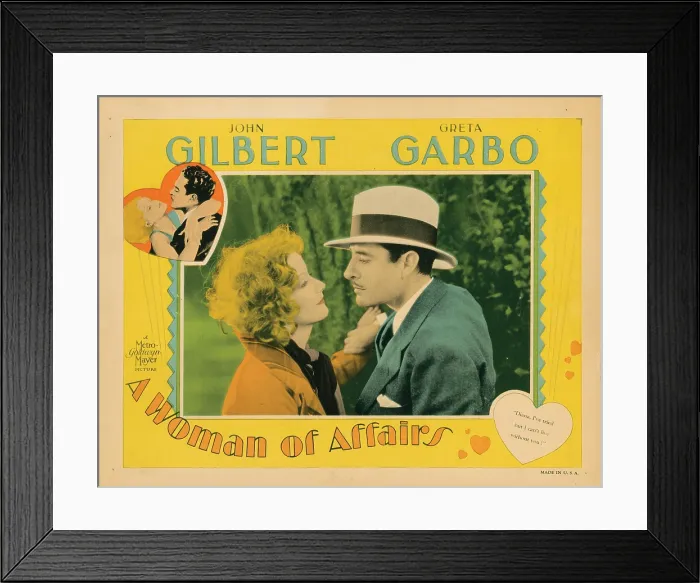 Framed Print : A WOMAN OF AFFAIRS, lobbycard, from left: Greta Garbo, John Gilbert, 1928