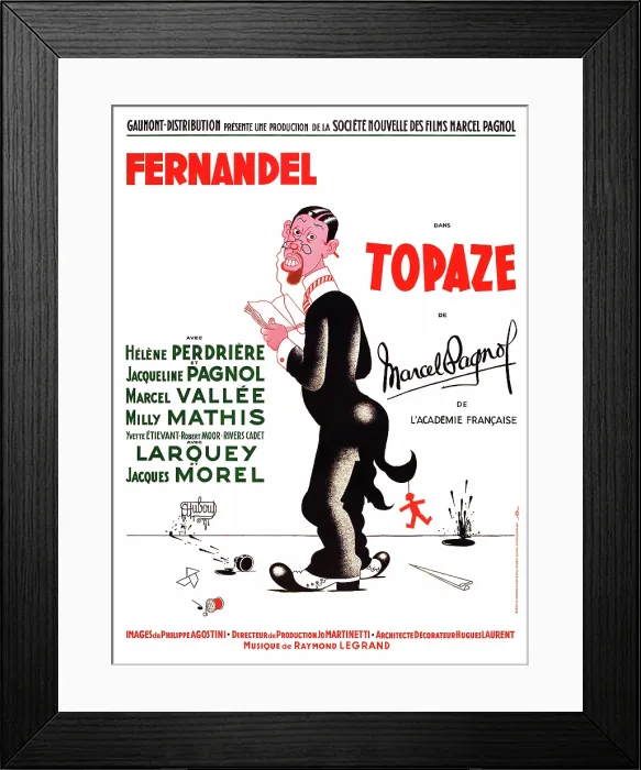 Framed Print : TOPAZ, (aka TOPAZE), French poster art, 1951