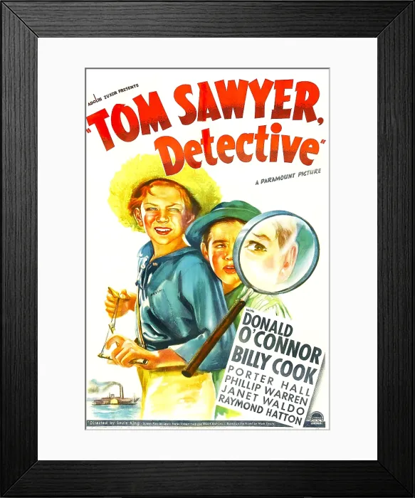 Framed Print : TOM SAWYER, DETECTIVE, US poster art, from left: Donald O'Connor as Huckleberry Finn, Billy Cook as Tom Sawyer, 1938