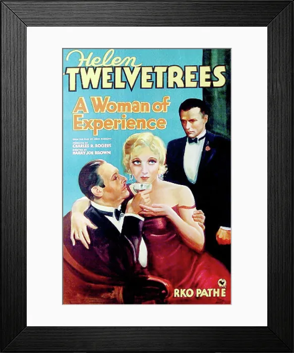 Framed Print : A WOMAN OF EXPERIENCE, from left on US poster art: Lew Cody, Helen Twelvetrees, William Bakewell, 1931