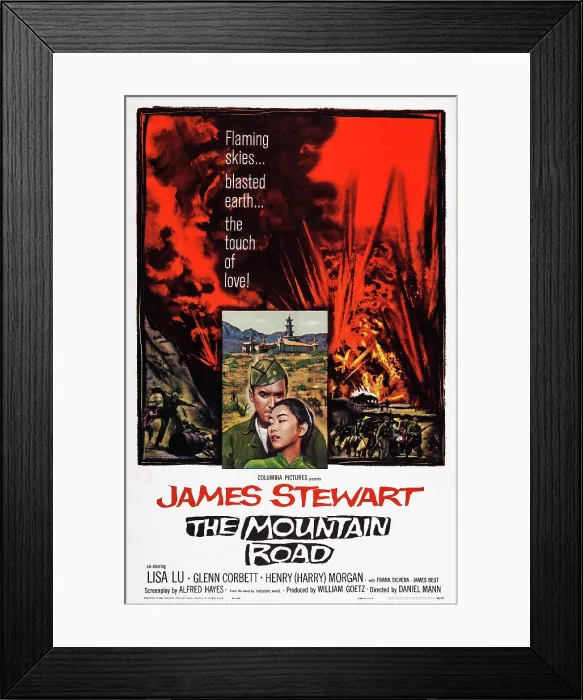 Framed Print : THE MOUNTAIN ROAD, US poster art, inset from left: James Stewart, Lisa Lu, 1960