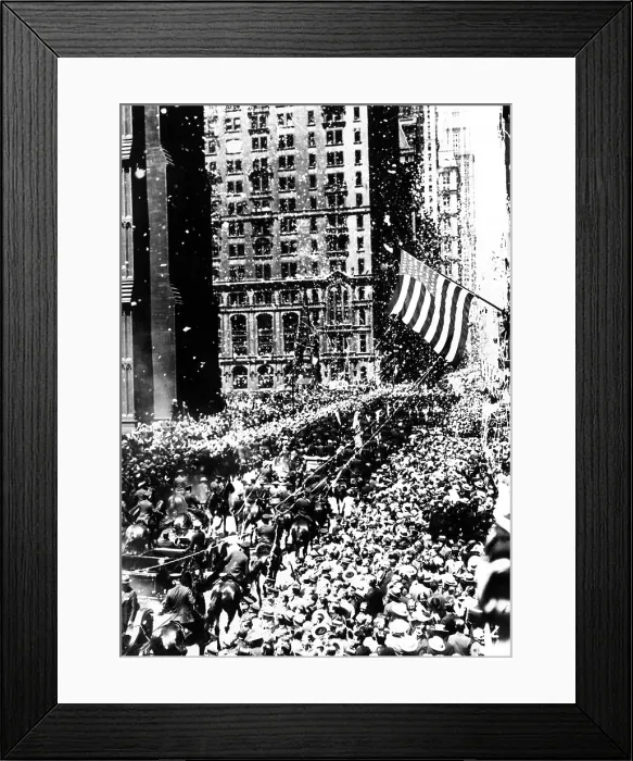 Framed Print : American pilot Charles Lindbergh (1902-1974), receives a ticker tape parade up Broadway in New York
