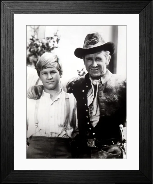 Framed Print : JEFF BRIDGES, age 12, with father LLOYD BRIDGES, in Western regalia for an appearance on THE LLOYD BRIDGES SHOW, [1962 episode], 1962-1963